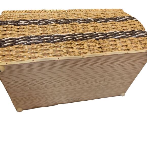 Vintage Floral Woven & Velvet Sewing Basket with Handle‎ - Picture 4 of 4